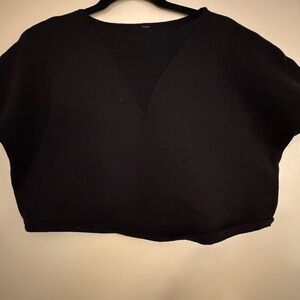 ALO Yoga Black Boxy Crop Blouse Short Sleeve